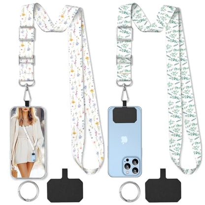 2 Pack Phone Lanyard Cell Phone Lanyard Crossbody Adjustable Phone Strap for Use Around the Neck Cell Phone Lanyard - color: Wildflower
