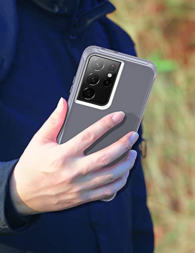 MXX Case Compatible with Galaxy S21 Ultra Case, 3-Layer Super Full Heavy Duty Body Bumper Cover/Shock Protection/Dust Proof, Designed for Samsung Galaxy S21 Ultra 5G 6.8 Inch 2021 (Gray/White) - color: Gray/White