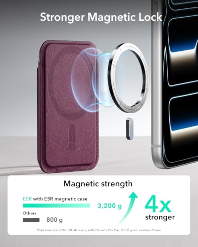 ESR for MagSafe Wallet, 5 Card Holder for Phone Case, RFID Blocking - color: Burgundy