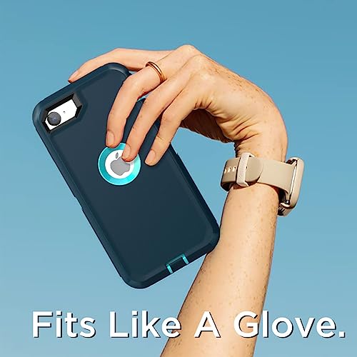 AICase for iPhone SE Case 3rd & 2nd Generation, for iPhone SE 2022/2020 Built-in Screen Protector Heavy Duty Protective Shockproof 3-Layer Full Body Rugged Phone Cover, Blue/Turquoise - color: Blue/turquoise
