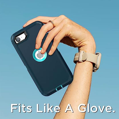 AICase for iPhone SE Case 3rd & 2nd Generation, for iPhone SE 2022/2020 Built-in Screen Protector Heavy Duty Protective Shockproof 3-Layer Full Body Rugged Phone Cover, Blue/Turquoise - color: Blue/turquoise