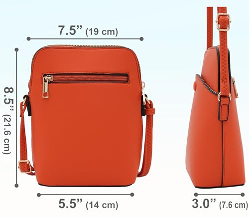 Small Crossbody Bag with Gold Hardware, Mini Shoulder Purse with Adjustable Strap - color: Burnt Orange