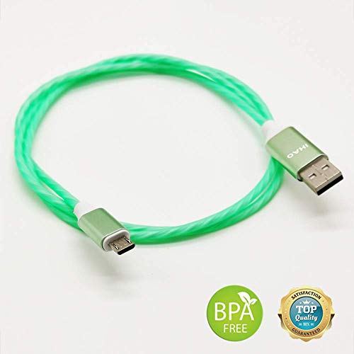 IHAO Micro USB to USB A Android Phone Charger Cable Fast Charging High Data Speed Visible LED Current Flowing for All Micro USB Device-Green/39 Inches… - color: Green LED Flowing Micro USB