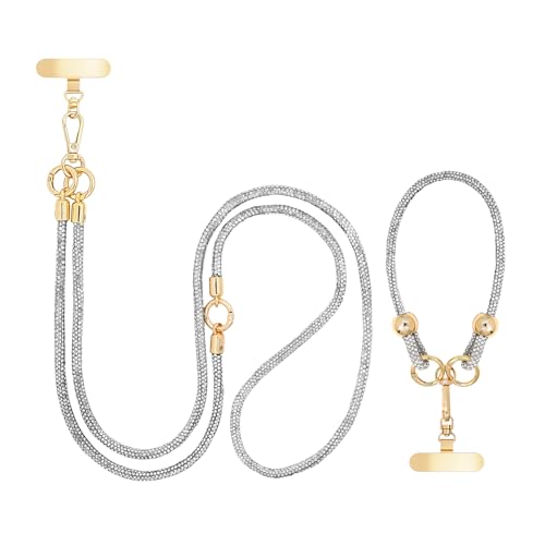Crystal Phone Lanyard Crossbody and Wrist Strap Lanyard Rhinestone Anti-Theft Phone Strap Phone Neck Strap for Women - color: Clear Crystal
