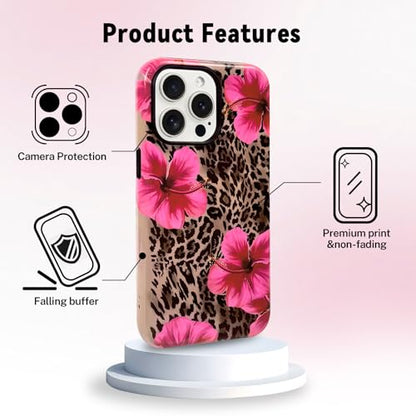 Lovmooful for iPhone 12 Pro Max Case Cute Flower Leopard-Hibiscus | Compatible for iPhone 12 Pro Max Case,Aesthetic,Hibiscus,Floral,2 in 1,for Women Girls,Soft TPU+PC,Shockproof,Protective - size: iPhone 12 Pro Max