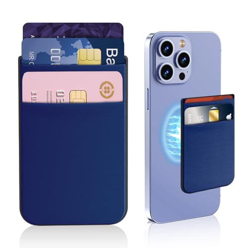 CloudValley Magnetic Wallet Compatible with MagSafe for iPhone 17/16/15/14/13/12 Series, 5 Card Stick on Back of Phone Credit Cards& ID Card Cell Phone Card Holder for Phone Case with Mag-Safe, Blue - color: Blue