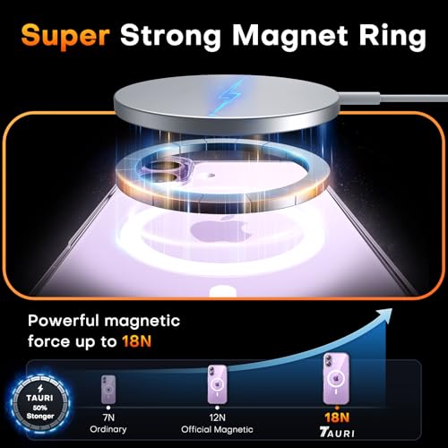 TAURI for iPhone 17 Case, Compatible with MagSafe, with Screen Protector, Anti-Yellowing Military-Grade Protection, Shockproof Slim Magnetic Case for iPhone 17, Clear - color: A-Magnetic Clear