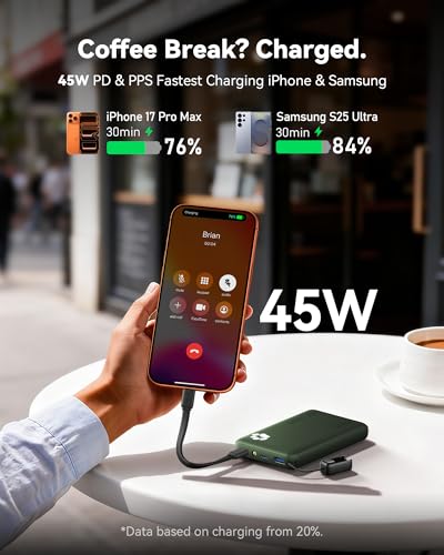 INIU 10000mAh 45W Fast Charging Portable Charger, Smaller Travel Power Bank - color: Green