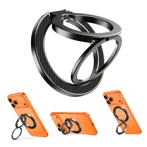 UBeesize Magnetic Phone Ring Holder for MagSafe, Double-Sided Magnet Cell Phone Grip, Portable Finger Kickstand Compatible with iPhone 17 16 15 14 13 12 Series and Android Phones