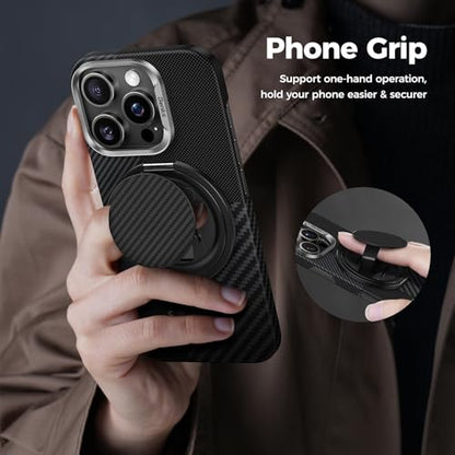BENKS ArmorPop Magnetic Phone Grip & Stand for MagSafe, 360° Rotation Adjustable Phone Ring Holder for iPhone 17/16/15/14/13/12 Series, Durable Kevlar Design