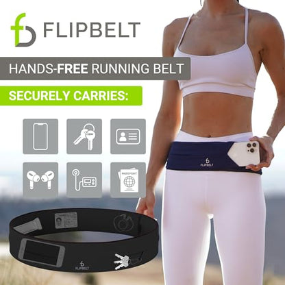 FlipBelt Classic Running Belt, Phone Holder for Running, Money Belt Pouch - color: Black, size: Extra Small