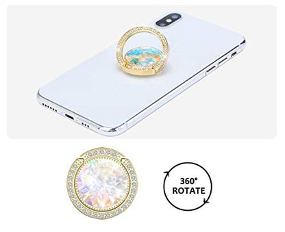 Glitter Bling Bling Phone Ring Holder,Sparkle Phone Ring Artificial Diamond Kickstand,Rhinestone Cell Phone Finger Ring Grip for Women for Almost All Phones,Pad(Gold) - color: Gold B