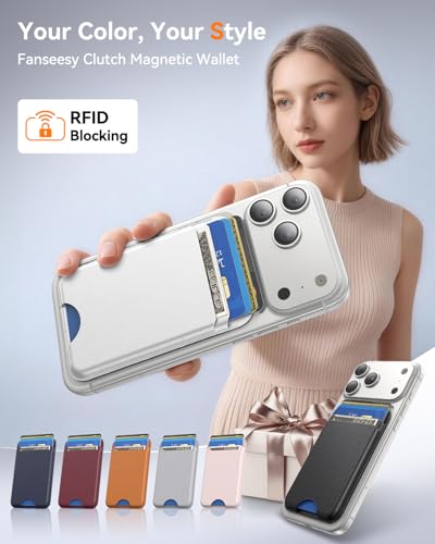 for MagSafe Wallet, 5 Card Holder, Slim Leather Magnetic Wallet for iPhone 17/16/15/14/13/12 Pro Max Plus Air Series, 1 Card Slots & 1 Cash Slot,White - color: White