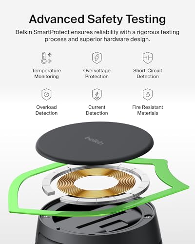 Belkin Qi2.2 25W Wireless 2 in 1 iPhone Charger, Fast Charging for Travel, 5 ft (Pack of 6) - color: Black (Pack of 6), style: 2 in 1