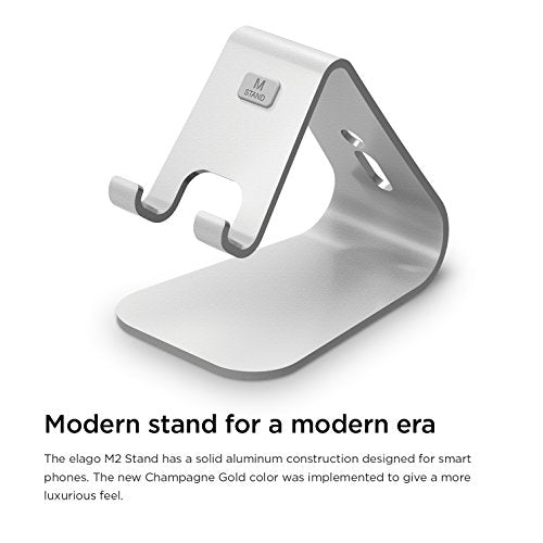 elago® M2 Stand [Silver] - [Premium Aluminum][Angled for Video Calls][Cable Management] - for All iPhones, Galaxy, and Other Smartphones - color: Silver