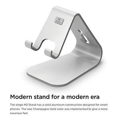 elago® M2 Stand [Silver] - [Premium Aluminum][Angled for Video Calls][Cable Management] - for All iPhones, Galaxy, and Other Smartphones - color: Silver