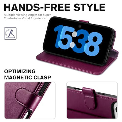 TUCCH Wallet Case for iPhone Air (6.5") 2025, 4 Card Slots, Plum Purple | RFID Blocking, Viewing Stand, Shockproof TPU Shell, PU Leather, Magnetic Closure, Protective Folio Flip Cover - color: Plum Purple
