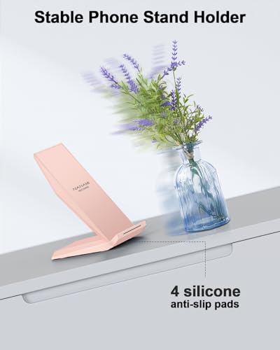 NANAMI Wireless Charger 2 Pack Desktop Fast Wireless Charging Stand - color: White/Pink