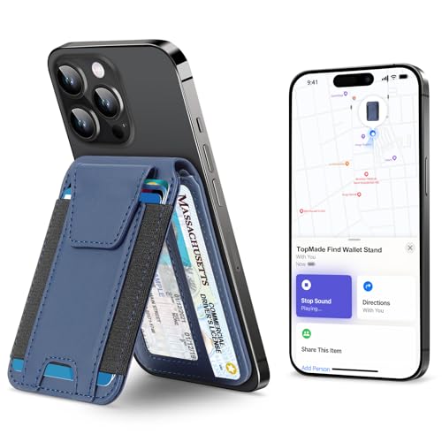 for MagSafe Wallet Works with Apple Find My, Strongest Magnetic Wallet - color: Dark Blue