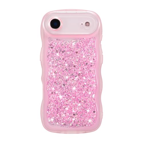 ZTOFERA for iPhone Air Case 6.5", Cute Curly Wavy Design with Glitter Sequins,Luxury Aesthetic Bling Sparkly Shockproof Protective Phone Case for iPhone Air-Glitter Pink - color: Glitter Pink, size: for iPhone Air 6.5"