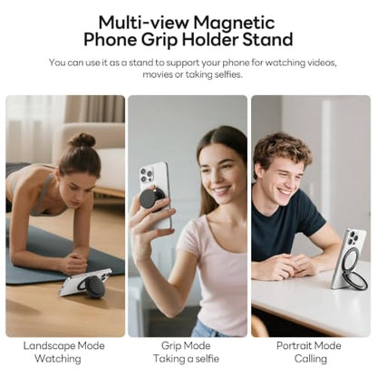 Grippopso for MagSafe Phone Grip, Magnetic Phone Grip Holder Phone Stand - color: Translucent Pink