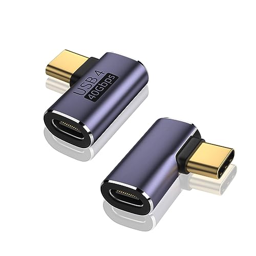 V USB C 90 Degree Adapter (2 Pack), VCOM 40Gbps Data Transfer USB Type C Male to Female Right Angle Extender for Steam Deck,Switch,Thunderbolt4, Laptop, Mobile Phone, Tablet