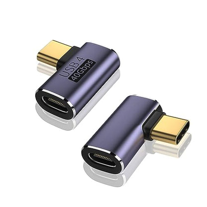 V USB C 90 Degree Adapter (2 Pack), VCOM 40Gbps Data Transfer USB Type C Male to Female Right Angle Extender for Steam Deck,Switch,Thunderbolt4, Laptop, Mobile Phone, Tablet