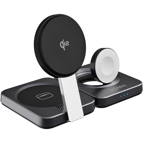 GEARit 3-in-1 Wireless Charging Station - Qi2 MagSafe Charger Stand for Phone, Watch and Earbuds - Works with iPhone 15, 16, 16 Pro, Pro Max, Apple Watch, Airpods, Samsung Galaxy and Multiple Devices
