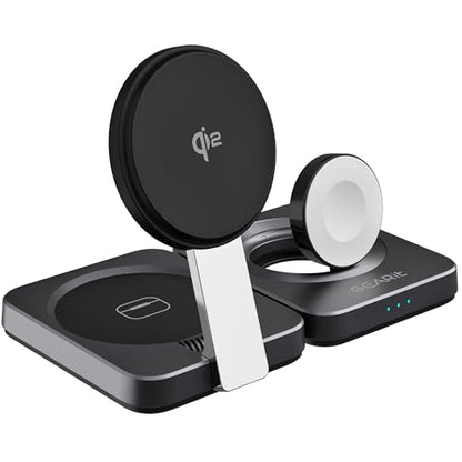 GEARit 3-in-1 Wireless Charging Station - Qi2 MagSafe Charger Stand for Phone, Watch and Earbuds - Works with iPhone 15, 16, 16 Pro, Pro Max, Apple Watch, Airpods, Samsung Galaxy and Multiple Devices