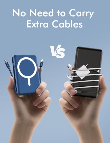 podoru for Magsafe Power Bank, 10000mAh Magnetic Portable Charger - color: Navy Blue
