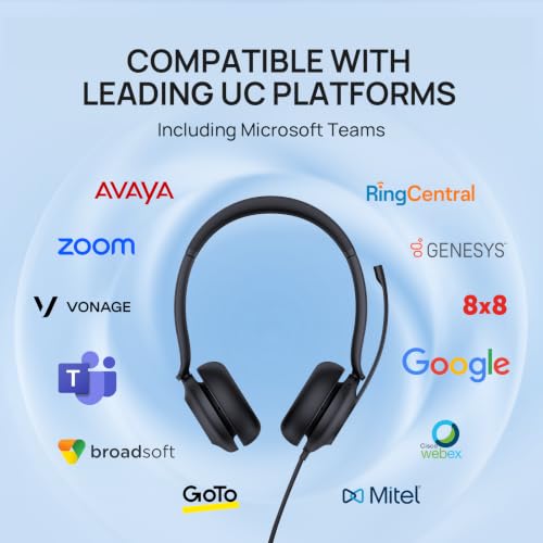 Yealink UH35 Wired Headset,USB-A,AI Noise Canceling Mic,Call Control,On-Ear - color: USB-A (Teams), size: Dual-Ear