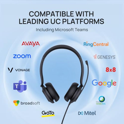 Yealink UH35 Wired Headset,USB-A,AI Noise Canceling Mic,Call Control,On-Ear - color: USB-A (Teams), size: Dual-Ear