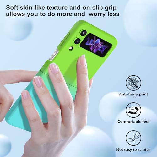 Compatible with Galaxy Z Flip 4 Case, Magnetic Gradient Color | Soft TPU Phone Cover with Camera Lens Protector Cover for Galaxy Z Flip 4 6.7 Inch, Green to Blue Gradient(10-35) - color: Green & Blue