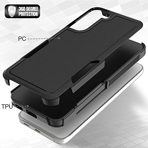 for Samsung Galaxy S22 Plus Case: Dual Layer Protective Heavy Duty Cell Phone Cover Shockproof Rugged with Screen Protector - Military Protection Bumper Tough - Samsung Galaxy S22+ Plus 2022, Black - color: Black (PC) + Black (TPU)
