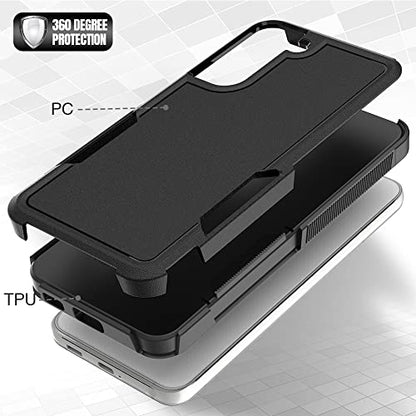 for Samsung Galaxy S22 Plus Case: Dual Layer Protective Heavy Duty Cell Phone Cover Shockproof Rugged with Screen Protector - Military Protection Bumper Tough - Samsung Galaxy S22+ Plus 2022, Black - color: Black (PC) + Black (TPU)