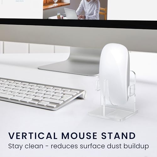 kwmobile Vertical Bluetooth Mouse Desk Stand Compatible with Apple Magic Mouse 1 / Magic Mouse 2 / Logitech Pebble Wireless Stand - Wireless Mouse Base Holder - Cutouts for Upright Charging Storage