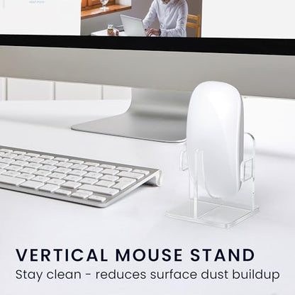 kwmobile Vertical Bluetooth Mouse Desk Stand Compatible with Apple Magic Mouse 1 / Magic Mouse 2 / Logitech Pebble Wireless Stand - Wireless Mouse Base Holder - Cutouts for Upright Charging Storage