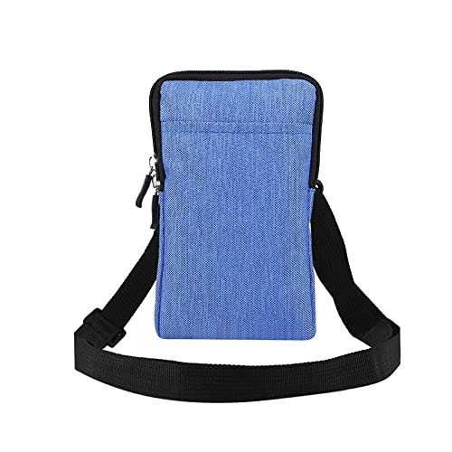 QBYVQQN Cell Phone Waist Belt Holster Mens, Waterproof Zipper Crossbody Smartphone Shoulder Messenger Bag Wallet Sling Bag - color: Blue, size: 7.2 INCH