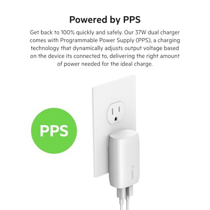Belkin 37W USB C and USB A Charger Block, USB C to Lightning Cable - style: Dual USB-C & A Port with C-Lightning Cable