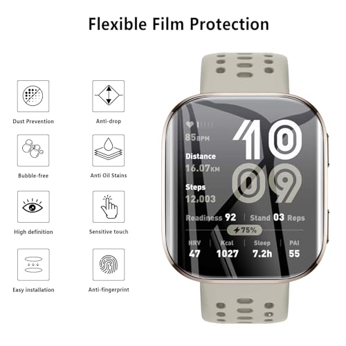 4-Pack for Amazfit Bip 6 Screen Protector, Soft Flexible TPU Ultra-Thin Self-Healing Bubble-Free Protective Film for Amazfit Bip 6, HD Clear Case-Friendly Easy Installation - size: Amazfit Bip 6