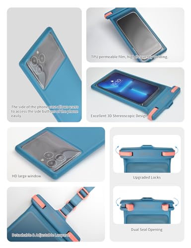 wellhouse Waterproof Phone Pouch, Waterproof Phone Case for iPhone 17 16 15 14 13 Pro Max XS Samsung, IPX8 3D Cellphone Dry Bag Beach Essentials (1 Pack - Blue8.0, 8 inch) - color: 1 Pack - Blue8.0"