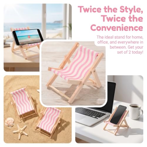 ibasenice 2 Pack Beach Chair Phone Holder, Mini Desktop Phone Stand
