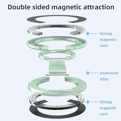 RESPECTED BRO-Magnetic-Phone-Ring-Holder with Dual Rings, Compatible with iPhone 17/16/15/14/13/12, Multifunctional Stand for Office, Gym, Kitchen & All Metal Surfaces, Finger Loop Grip (Light Green) - color: Light Green