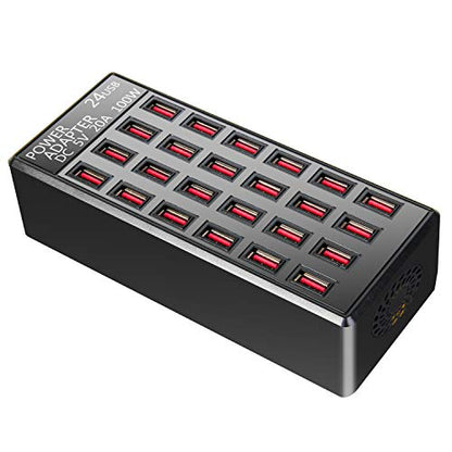 100w 24(20A) Port, USB Fast Charging Station,Travel Desktop USB Rapid Charger,Multi Ports Charging Station Organizer Compatible with Smartphones,Tables,and More Devices - size: 24-port