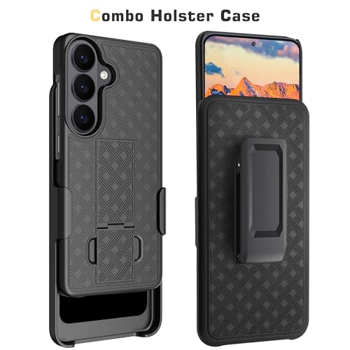 Fingic for Samsung Galaxy S26 Plus Case with Belt Clip Holster Kickstand | Slim Combo Shell with Swivel Holster Rugged Shockproof Antiscratch Full Body Protective for Galaxy S26 Plus 6.7" 2026, Black