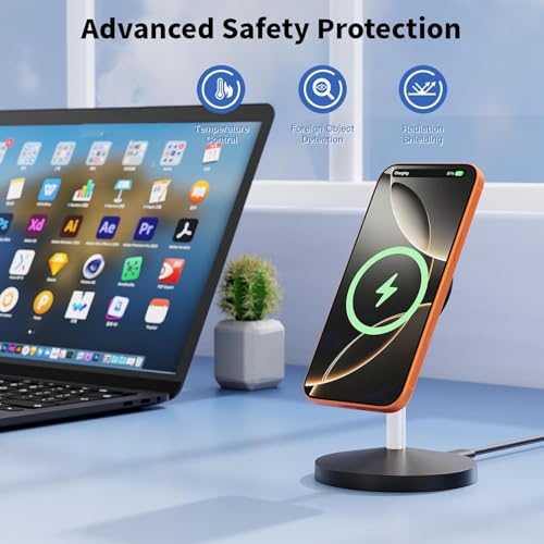 Magnetic Wireless Charger i Phone Stand 15W Fast Mag-Safe Charging Station - color: Black