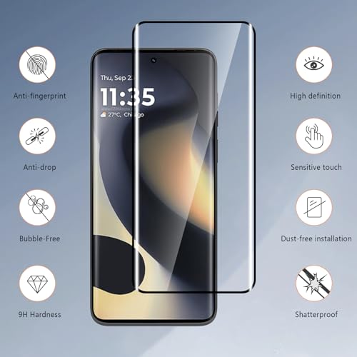 3-Pack for Motorola Moto Edge 2024 Screen Protector Tempered Glass, 3D Full Coverage Film, 9H Hardness HD Bubble-Free Film, Anti-Scratch Premium Protective Glass for Moto Edge 2024 - size: Motorola Edge 2024