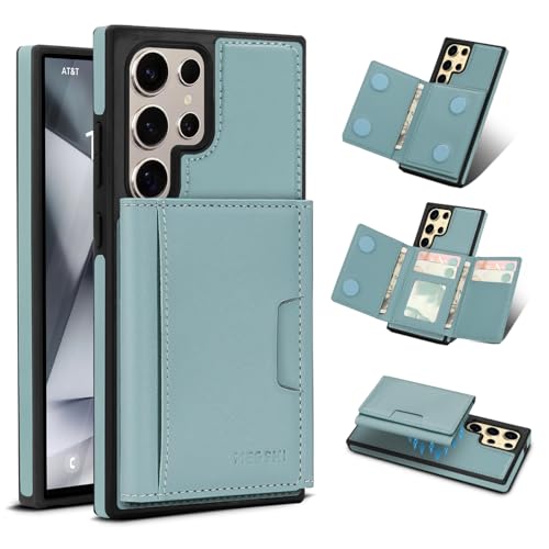 for Samsung Galaxy S23 Ultra Wallet Case, 2-in-1 Detachable Magnetic Wallet Case, Card Holder RFID Blocking, Fashionable Faux Leather Card Slot & Folding Design (Blue) - color: Blue, size: Samsung Galaxy S23 Ultra