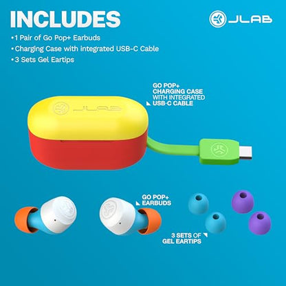 JLab Go Pop+, True Wireless Earbuds, Bluetooth 5, Dual Connect, IPX4, App Support, Confetti - color: Confetti, style: Matte