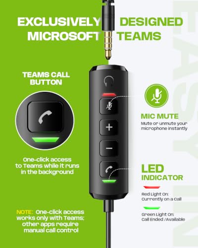 Acer USB Headset with Microphone, Clear Sound Quality for Call ＆ Meetings, Wired Computer Headset for PC Laptop, Single Ear Headset for Office, Work, Teams and Call Center Use - USB-A/C & 3.5mm